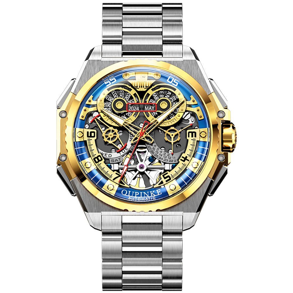 Skeleton Men’s OUPINKE 3266 Luxury Automatic Watch Front View