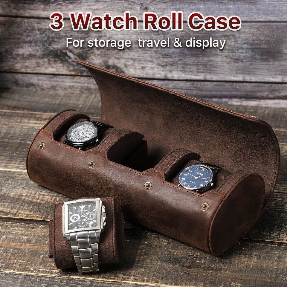 3 Slot Watch Travel Case, JDRP-Luxury, Color Coffee, Design Image 2