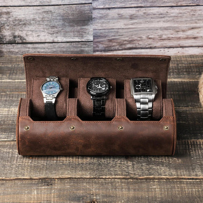 3 Slot Watch Travel Case, JDRP-Luxury, Color Coffee, Front Image