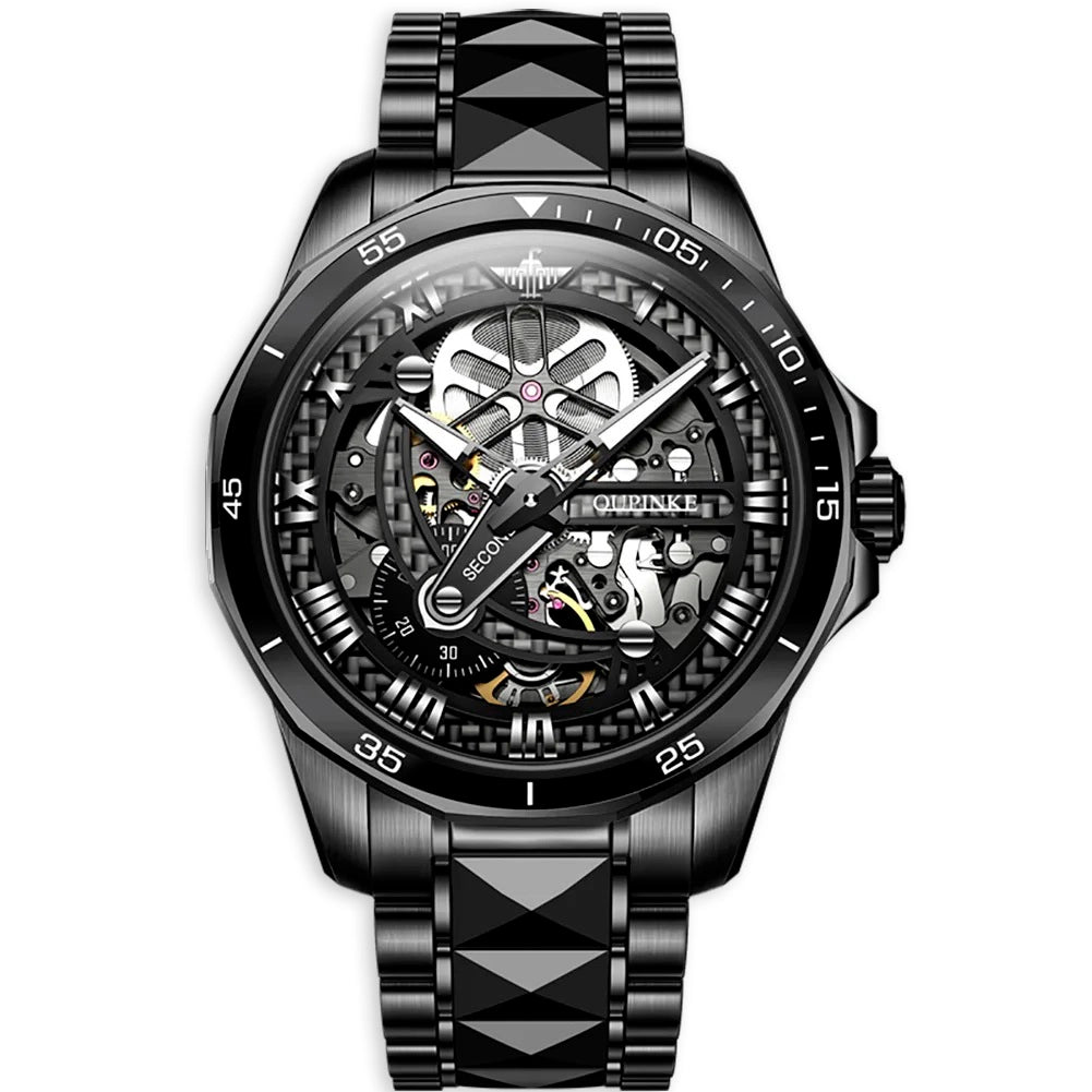 Ambassador Series Men's Watch 3178OUPINKE, JDRP Luxury, All Black Face, Black Strap, Front Image