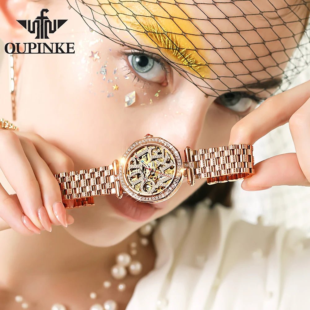 Load video: Diamonds Series Ladies Watch 3175 OUPINKE by JDRP-Luxury.com