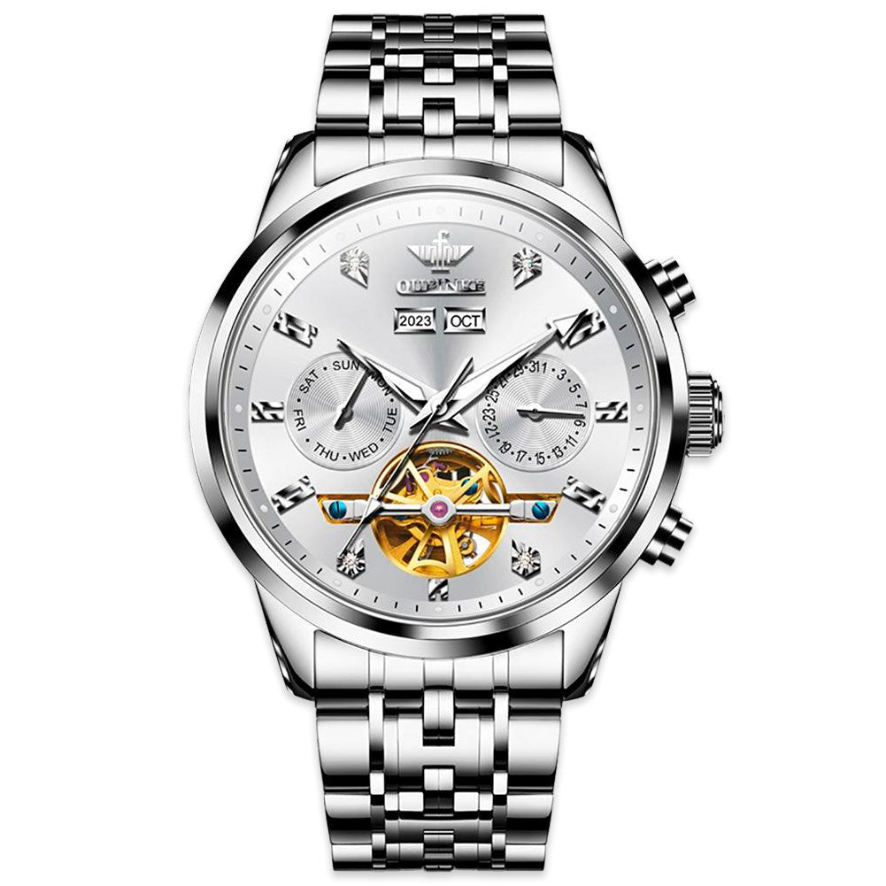 Grand Auto OUPINKE 3248 Men's Watch, JDRP Luxury, Silvery Face, Front Image