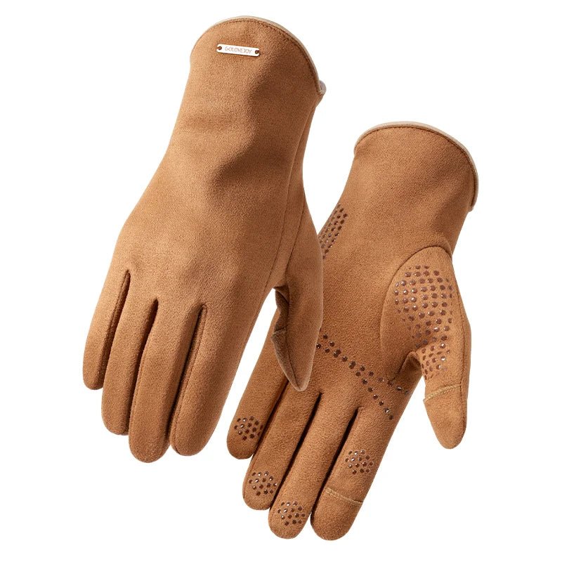 Men's Sheepskin Driving Gloves, Camel, Front View, JDRP-Luxury.com