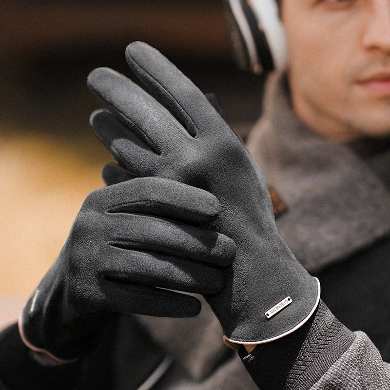 Men's Sheepskin Driving Gloves, Black, Design View, JDRP-Luxury.com