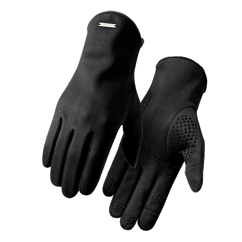 Men's Sheepskin Driving Gloves, Black, Front View, JDRP-Luxury.com