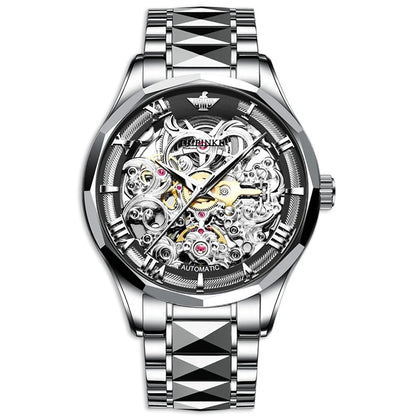 OUPINKE 3168 Golf Sport Steel skeleton dial stainless steel mechanical luxury watch