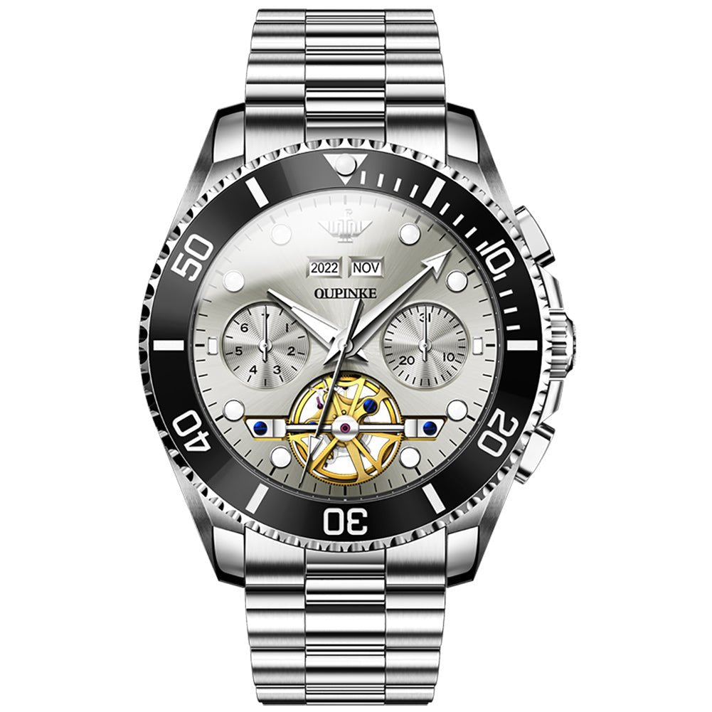 OUPINKE 3229 Submarine Mechanical watch gray dial steel bracelet front
