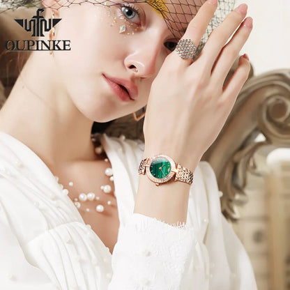 QUARTZ AIR-BORN SERIES OUPINKE 3191, JDRP Luxury, Green Diamond Face, Design Image