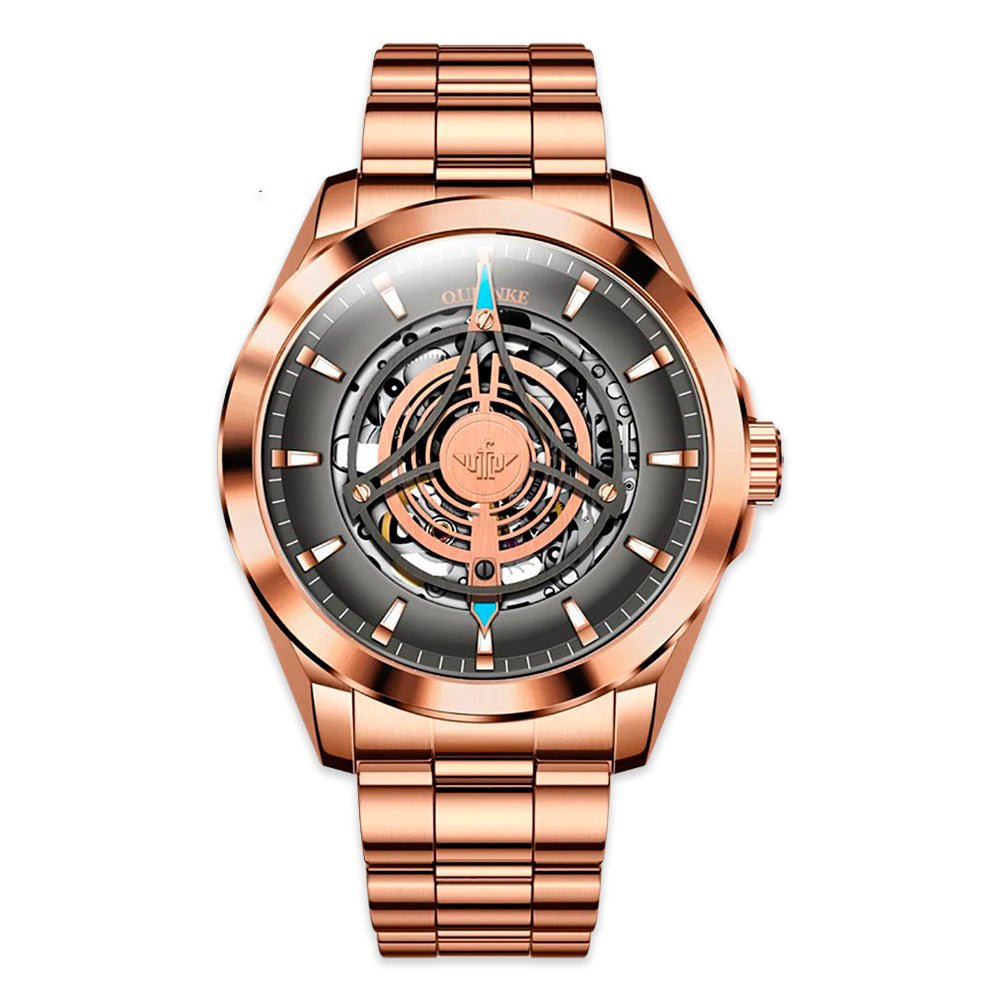 Retro Sport Men's Watch 3206 OUPINKE, JDRP Luxury, Rose Gold, Gray Dial, Front Image