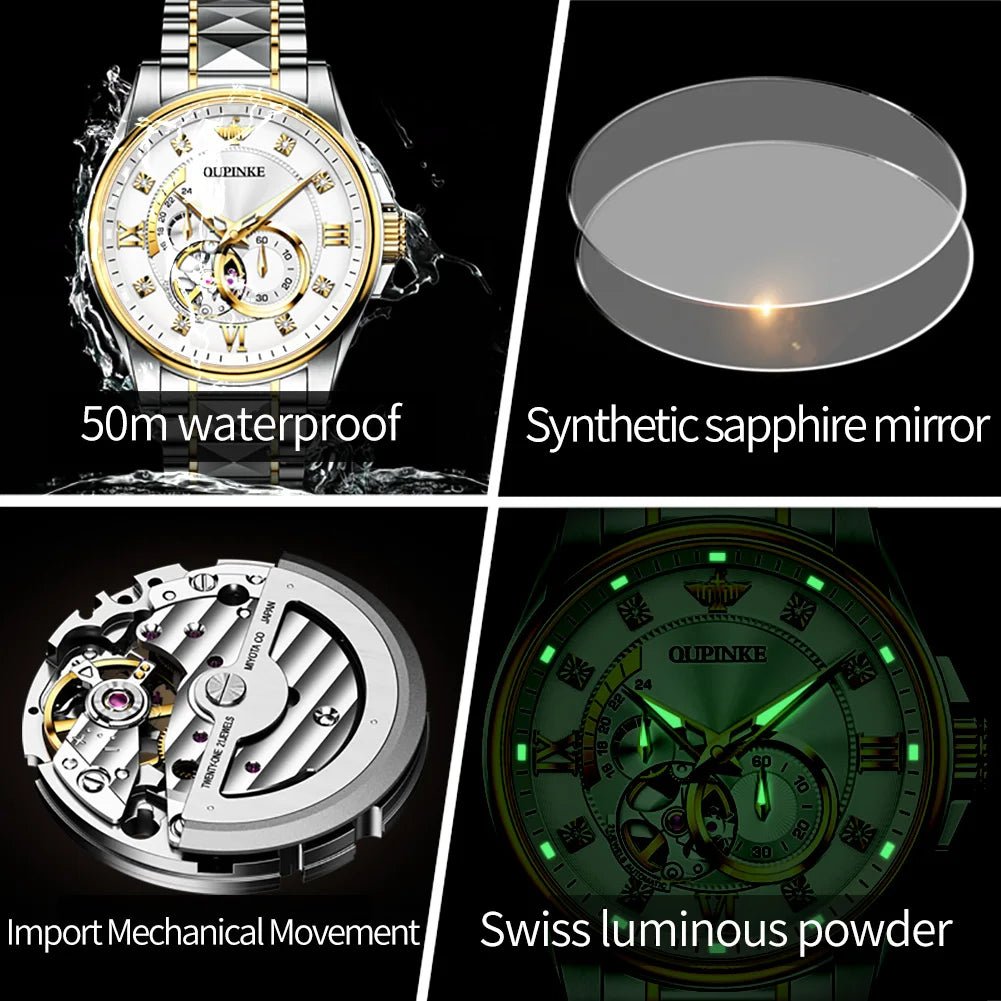 OUPINKE 3245 Series Men's Automatic Skeleton Watch, JDRP Luxury, Watch Layout Image