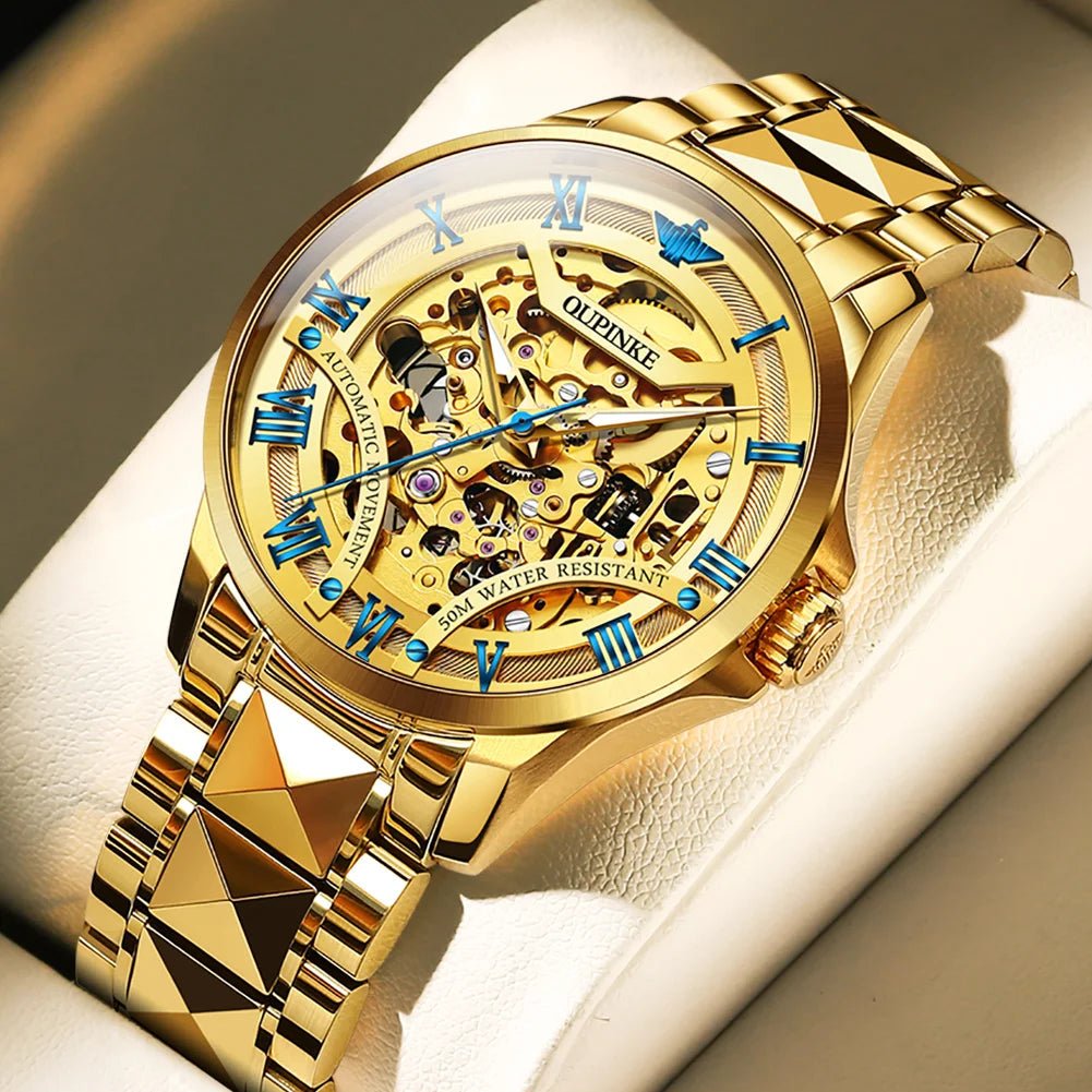 Sports Time Men's Watch 3210 OUPINKE, JDRP-Luxury.com, Gold Blue Face, Design Image