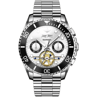 Submarine Mechanical Men's Watch 3229OUPINKE, JDRP Luxury, White Face, Front Image, Crafted for Strength & the Outdoor Life Style