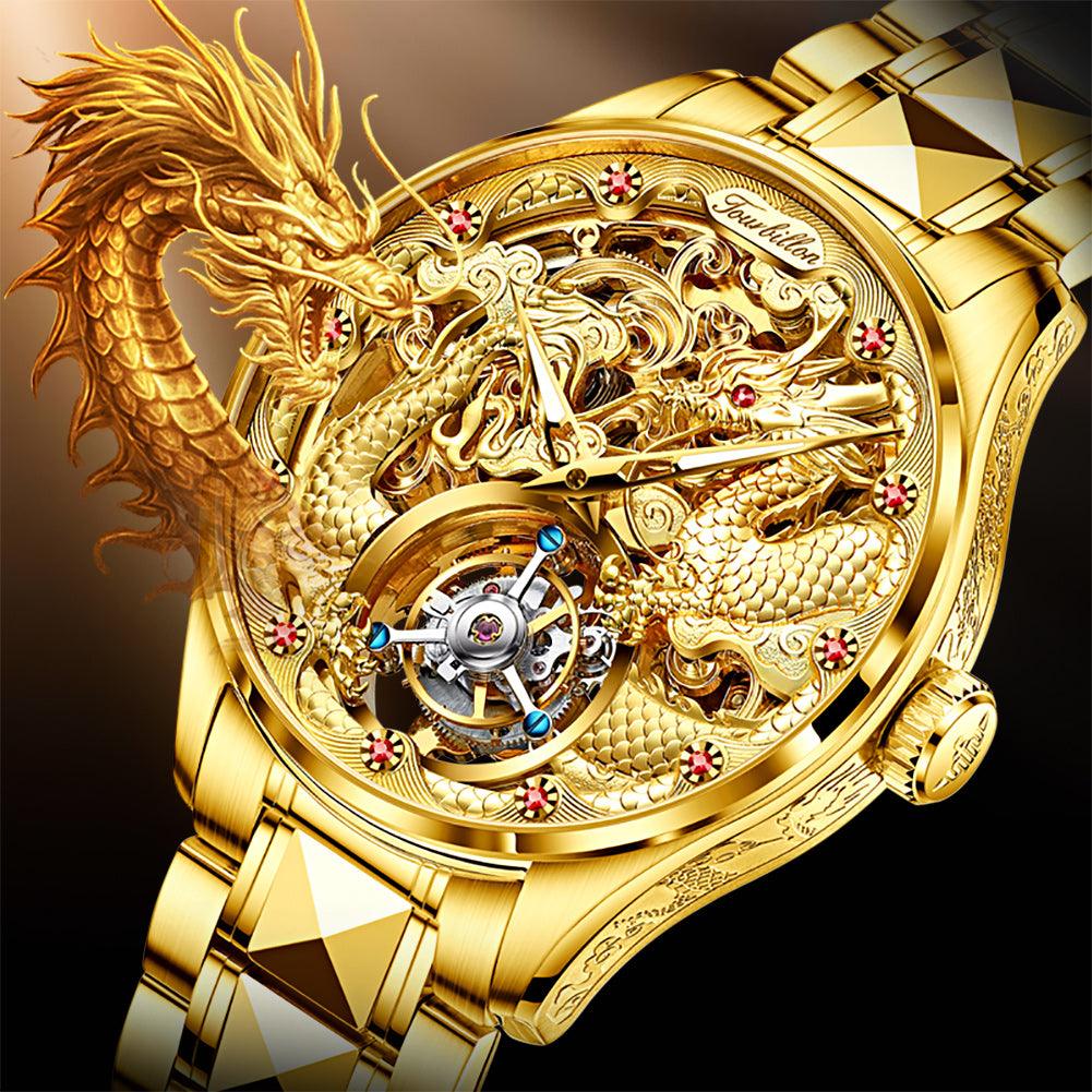 Tourbillon Flying Dragon 3176-OUPINKE Watch, JDRP Luxury, Skeleton Face, 3D Design Image