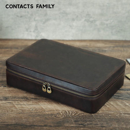 Watch Travel Case with 12 Slots, Luxury Leather, JDRP Luxury, Closed Display Case Image